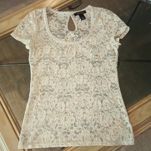 WHBM ivory lace top